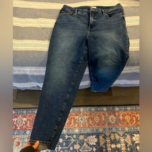Good American Soft Tech High Rise Blue Skinny Jeans GWKR953T Size 16